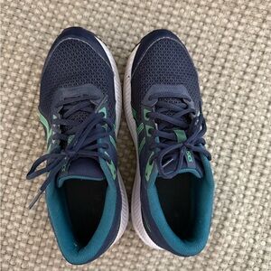 ASICS Dark Blue and Aqua Running Shoes